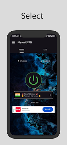 اسکرینشات اتصال فعال MavenX VPN در اندروید که وضعیت اتصال امن و تونل رمزگذاری شده فیلترشکن را نمایش میدهد