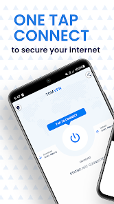 دکمه اتصال با یک کلیک در محیط برنامه فیلترشکن قوی VPN رایگان VPN Tom