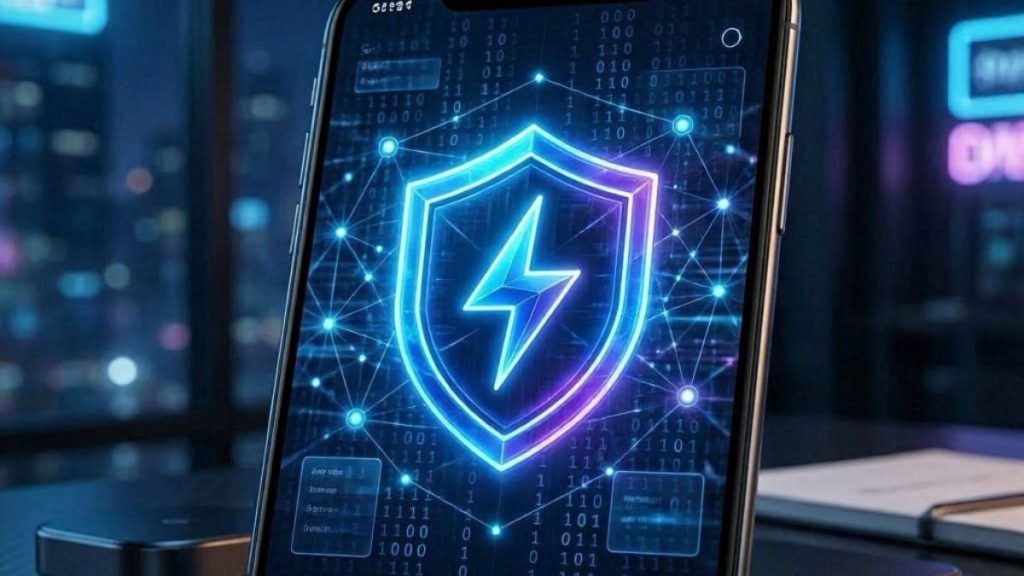 آیکون فیلتر شکن جدید پرسرعت قوی روی صفحه گوشی اندروید در یک محیط امن سایبری