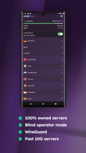 لیست سرورهای فوق سریع 10G فیلترشکن قوی AzireVPN بدون قطعی برای همراه اول و ایرانسل