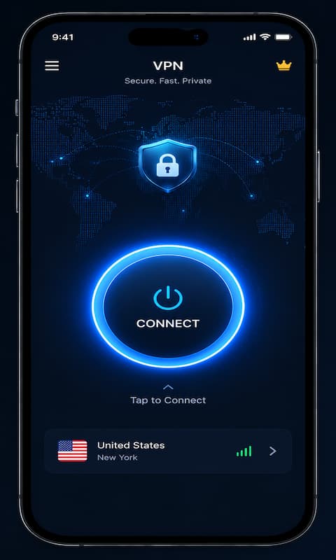 اتصال موفق و دکمه روشن فیلترشکن پرسرعت بارکو برای دسترسی به اینترنت آزاد بدون فیلتر