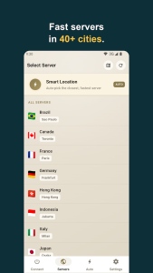 لیست سرورها و نقشه جهان در برنامه VPN دانلود فیلترشکن قوی برای گوشی