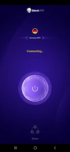 نمای دکمه اتصال فیلترشکن vpn رایگان برای اندروید پیش از وصل شدن به سرور آلمان