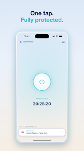 محیط داخلی برنامه هالو وی پی ان و دکمه اتصال با یک کلیک (One-Tap Connect) بدون نیاز به ساخت حساب کاربری