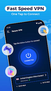 محیط برنامه و دکمه اتصال یک کلیکی فیلتر شکن قوی و پرسرعت از گوگل برای اندروید