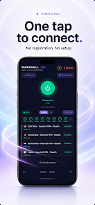 دکمه اتصال یک کلیکی در برنامه وی پی ان قوی Marshall برای گوشی سامسونگ