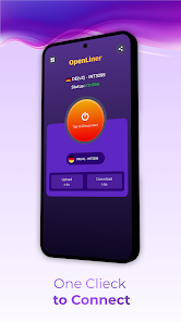 وضعیت اتصال موفق با یک کلیک در فیلترشکن پرسرعت قوی جدید رایگان OpenLiner