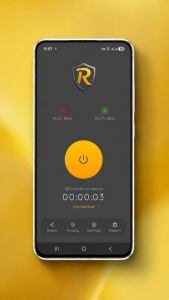 اسکرین شات اتصال موفق در برنامه Ravo VPN و فعال شدن تونل امن پس از دانلود فیلتر شکن قوی برای گوشی VPN