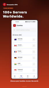 لیست سرورهای جهانی و میزان پینگ فیلترشکن پرسرعت و قوی اندروید StreamGo VPN برای همراه اول و ایرانسل