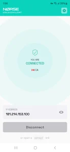 محیط داخل برنامه و وضعیت اتصال موفق بدون قطعی با یک کلیک در اندروید