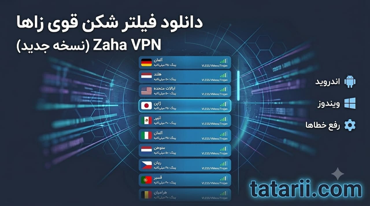 لیست سرورهای پرسرعت با پینگ پایین فیلتر شکن قوی زاها در پلتفرم تاتاری