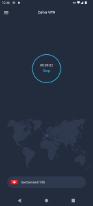 وضعیت اتصال موفق و روشن شدن پروکسی فیلترشکن قوی رایگان Zaha VPN نسخه جدید اندروید